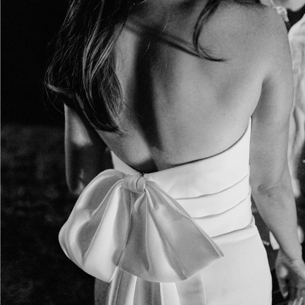 Amsale Strapless Bow Back Dress